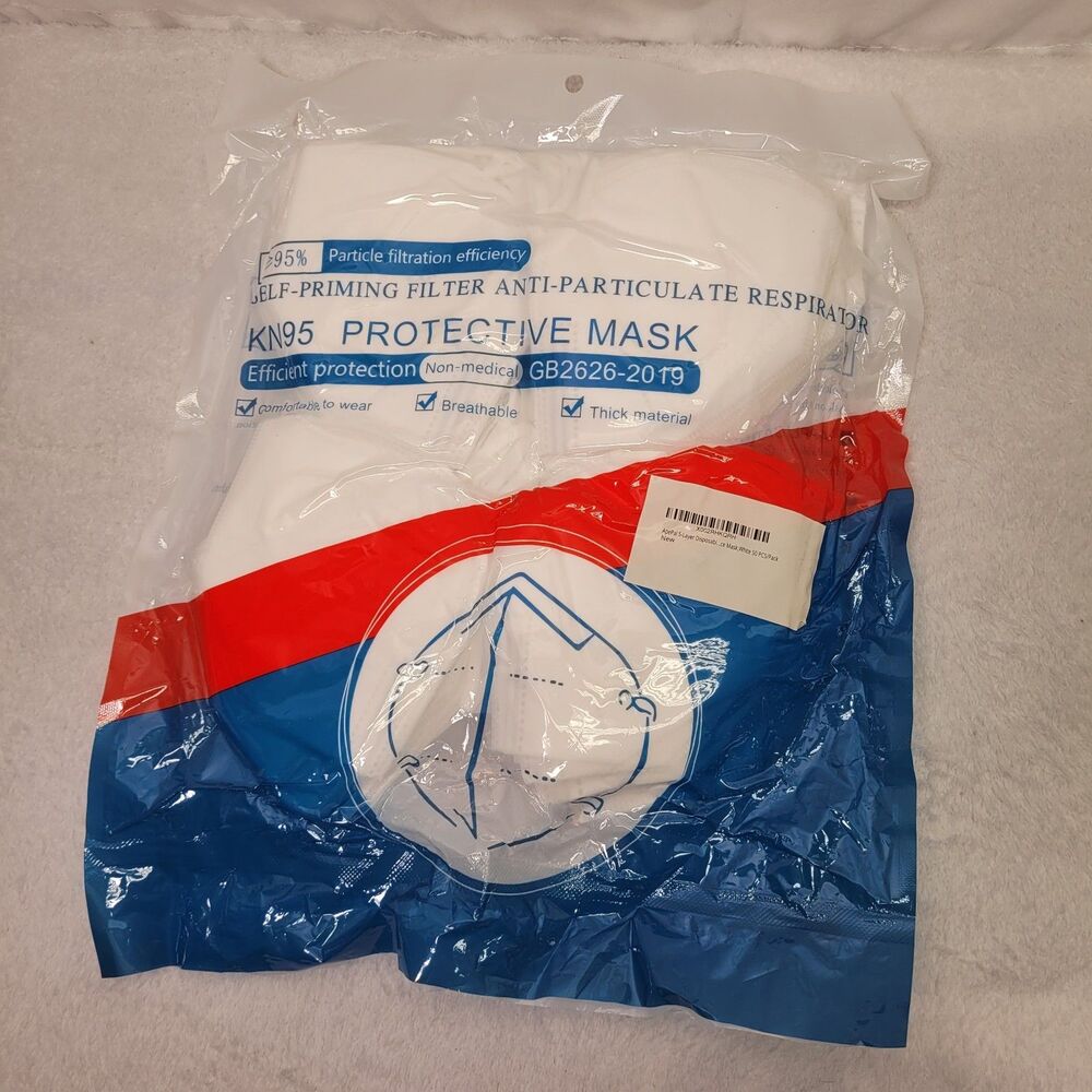 Apepal KN95 Protective 5 Layers Face Mask  Disposable Mask White 50 Pcs Pack